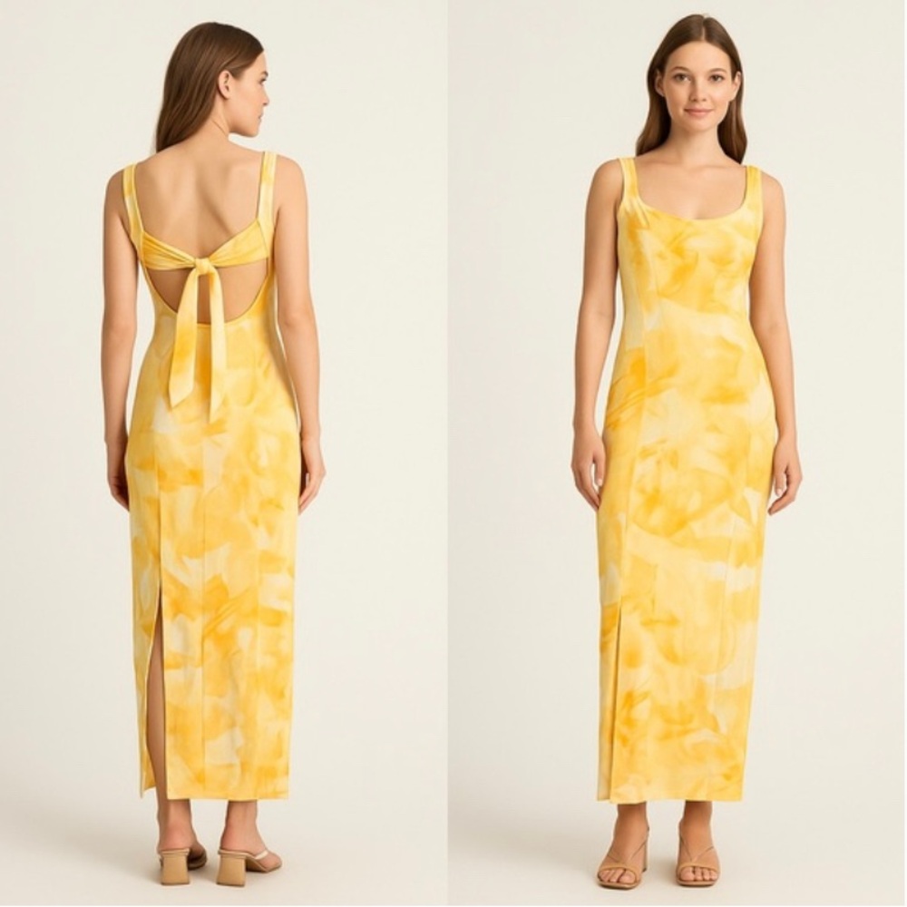 Yellow Tie-Back Maxi Dress